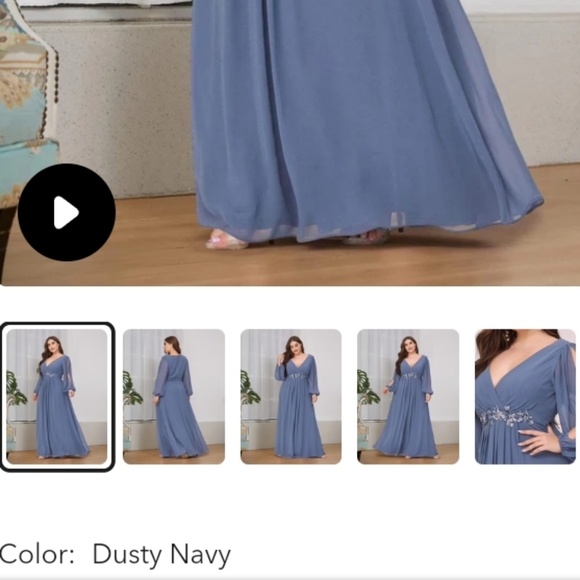 Ever-Pretty Dusty Navy Long dress - Picture 2 of 2